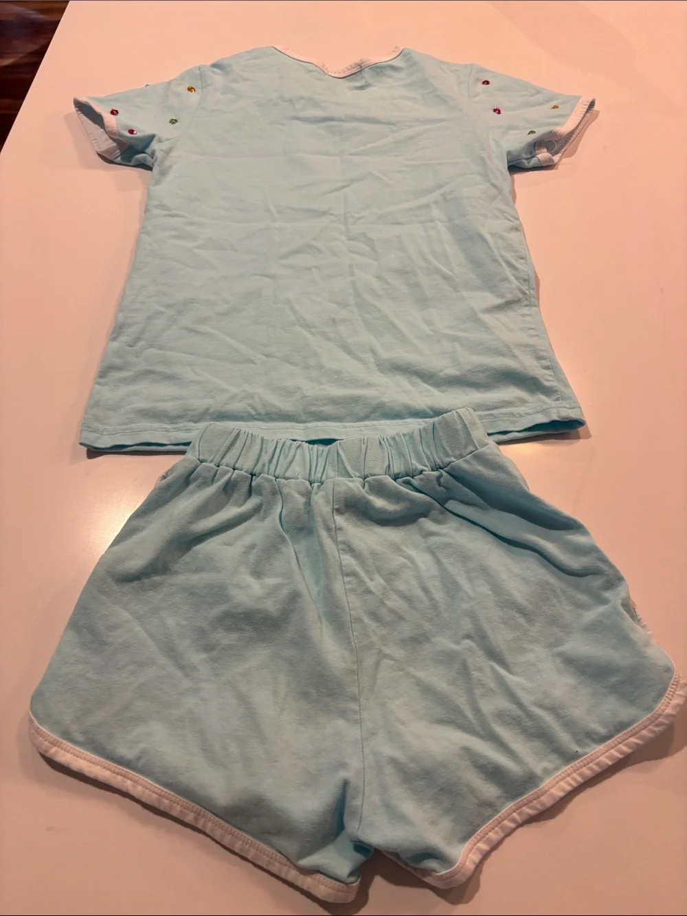 Lola + The Boys Light Blue Beaded Kids Matching Shorts Set